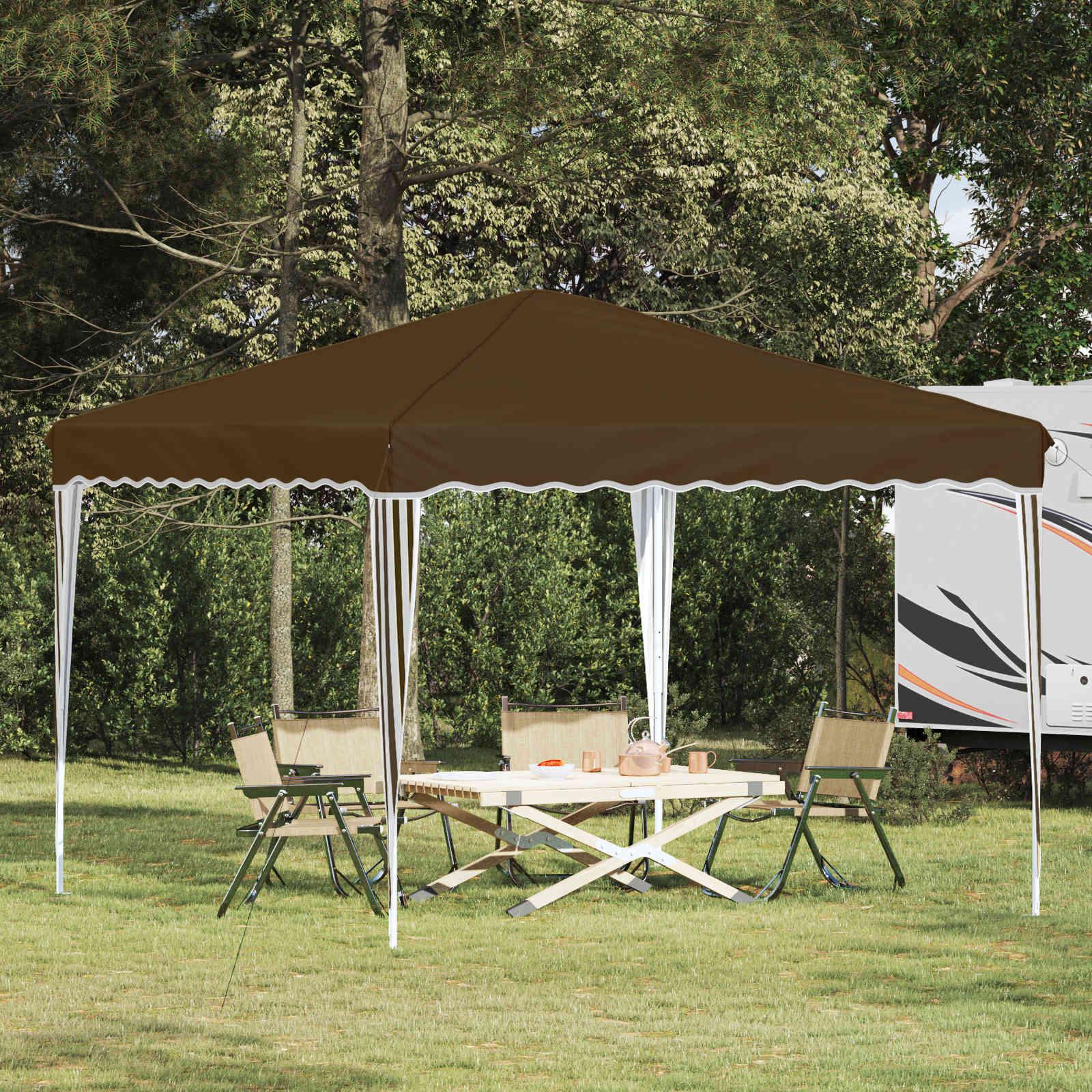 Pop-up Festtelt Gråbrun 288 x 288 x 245 cm Oxford stof billede
