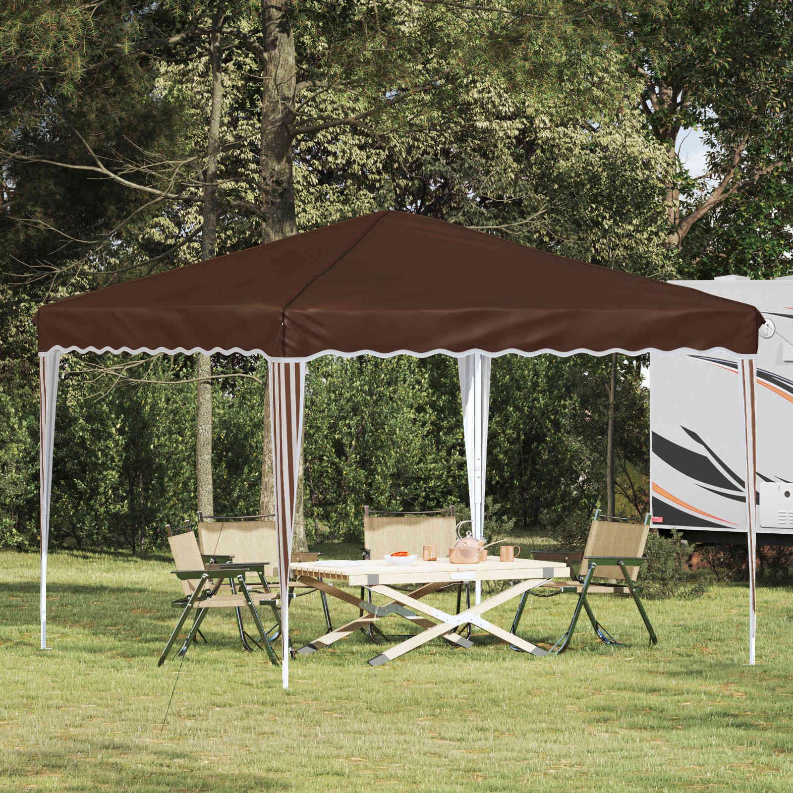 Pop-up Festtelt Brun 288 x 288 x 245 cm Oxford stof billede
