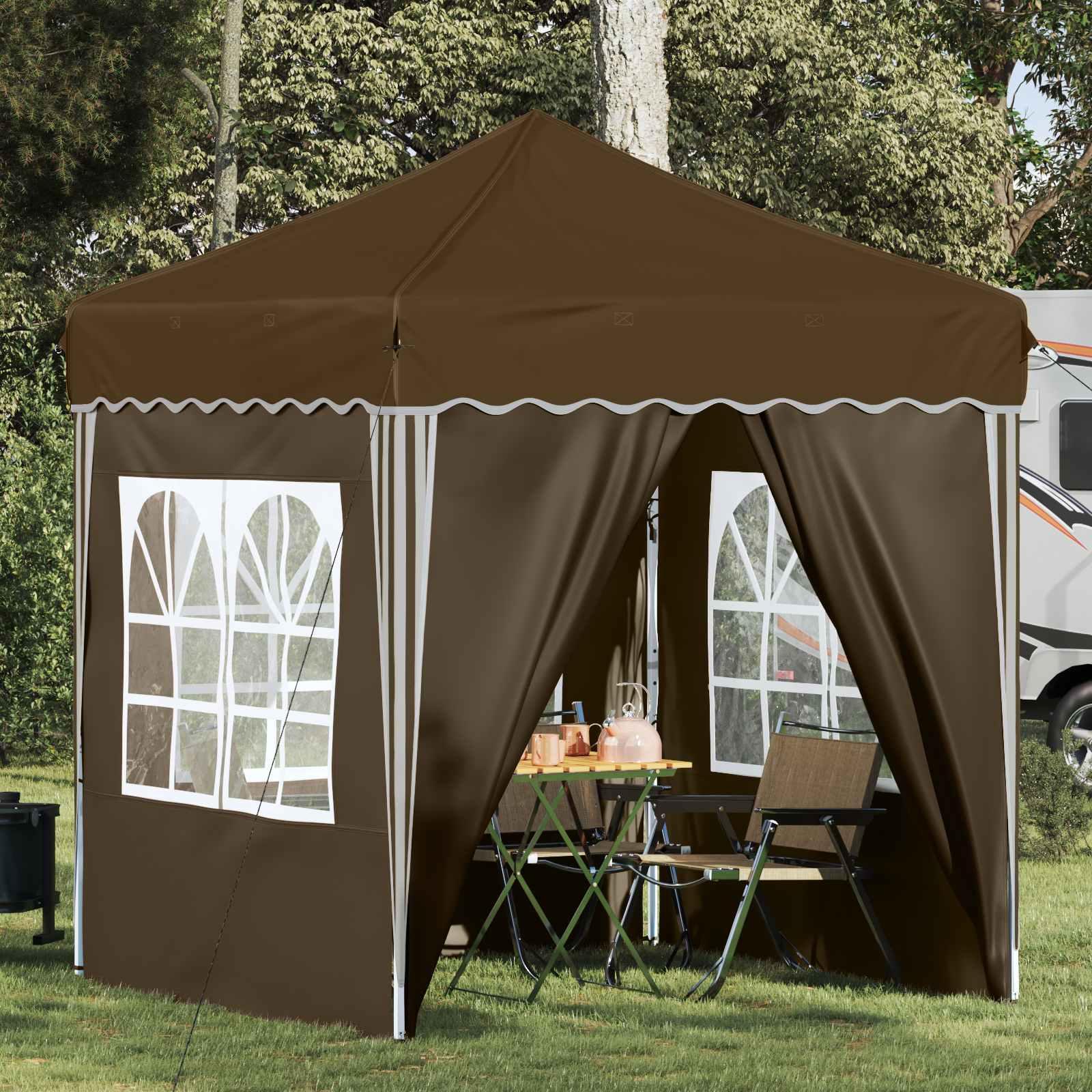 Pop-up Festtelt Gråbrun 195 x 195 x 245 cm Oxford stof billede
