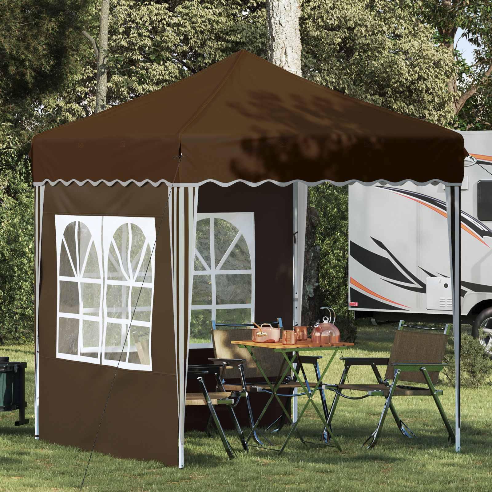 Pop-up Festtelt Gråbrun 195 x 195 x 245 cm Oxford stof billede