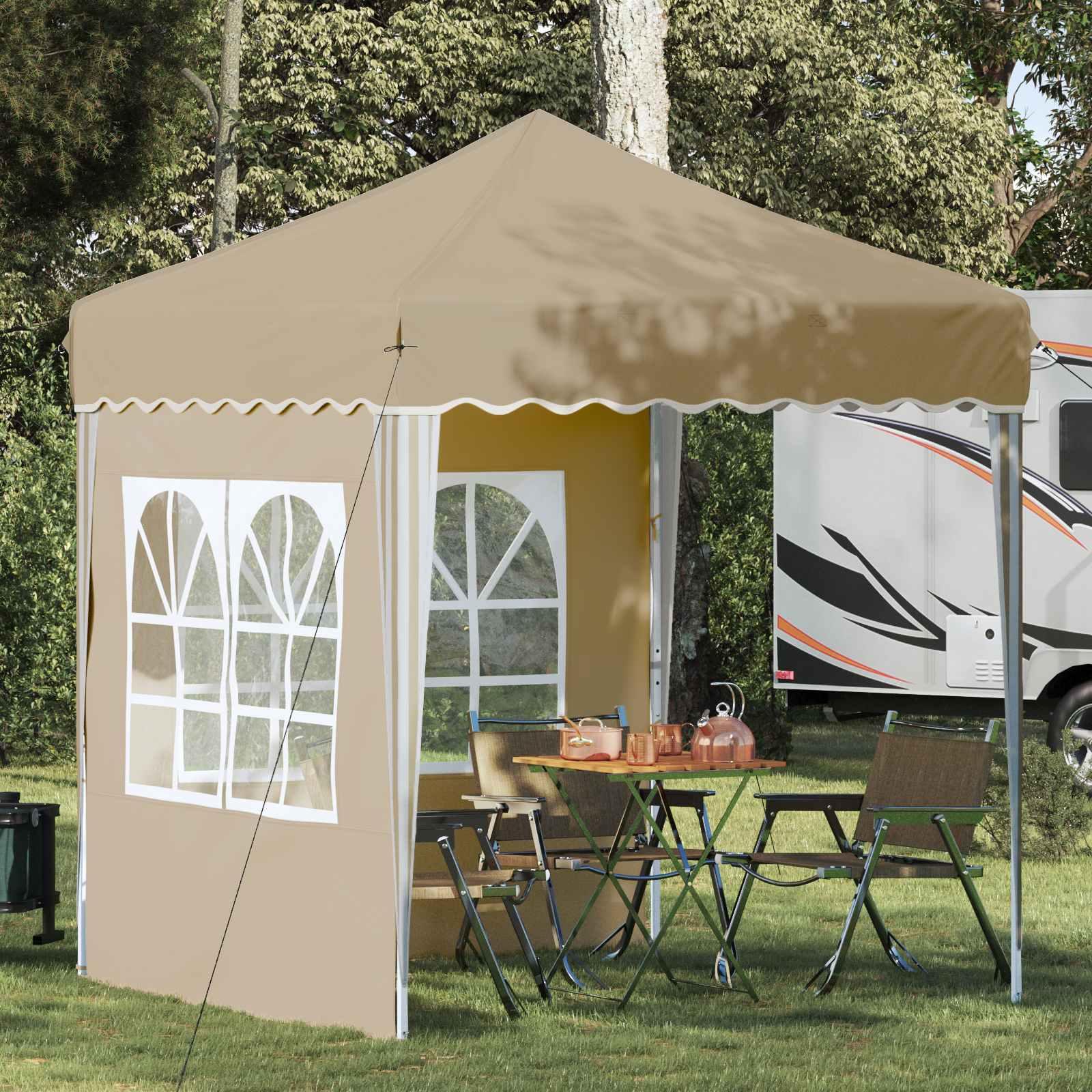 Pop-up Festtelt Creme 195 x 195 x 245 cm Oxford stof billede