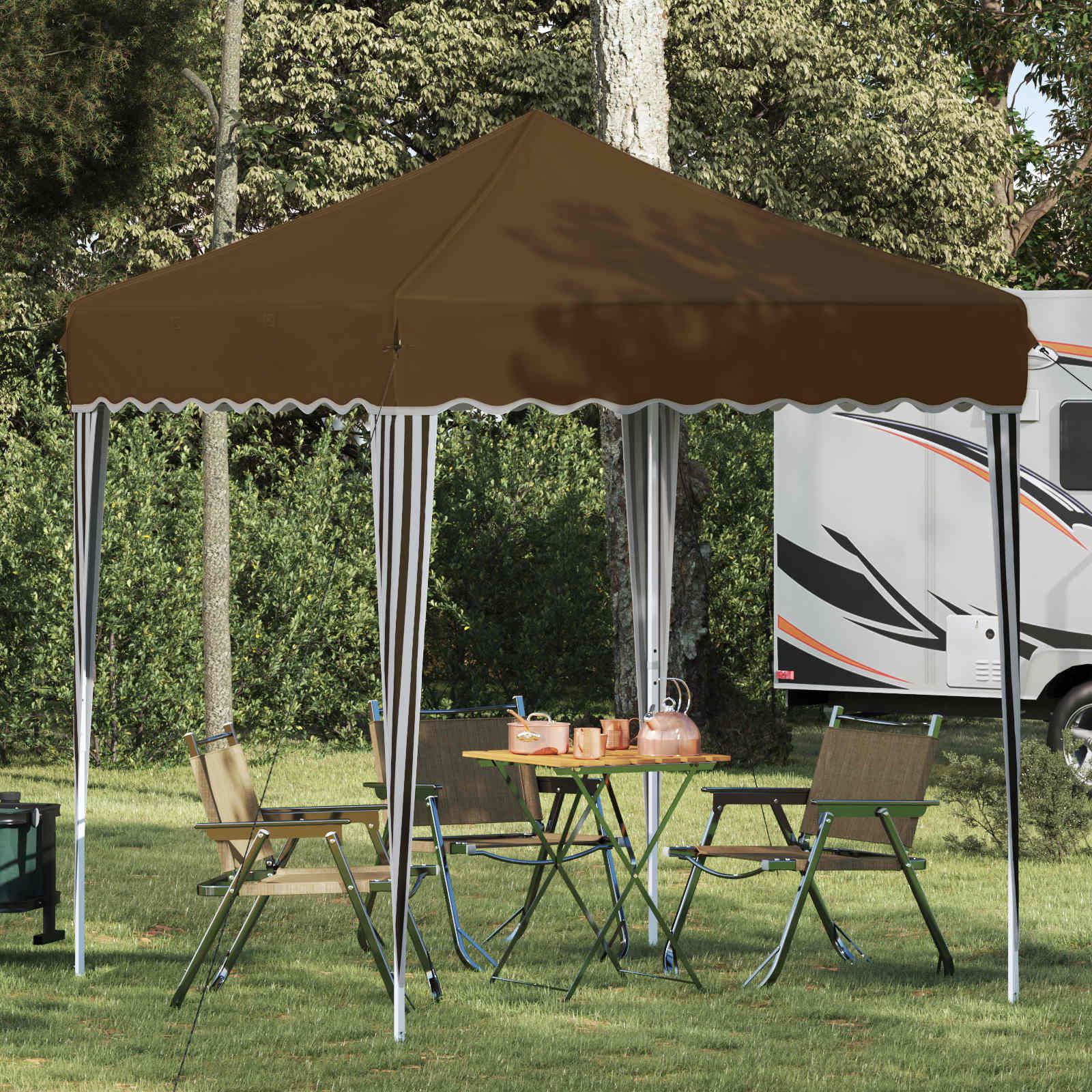 Pop-up Festtelt Gråbrun 195 x 195 x 245 cm Oxford stof billede