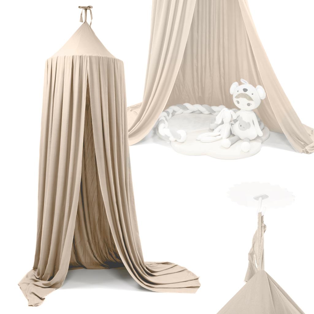 Sengehimmel / tipi-baldakin hængende - beige, Ø 70 cm, længde 290 cm