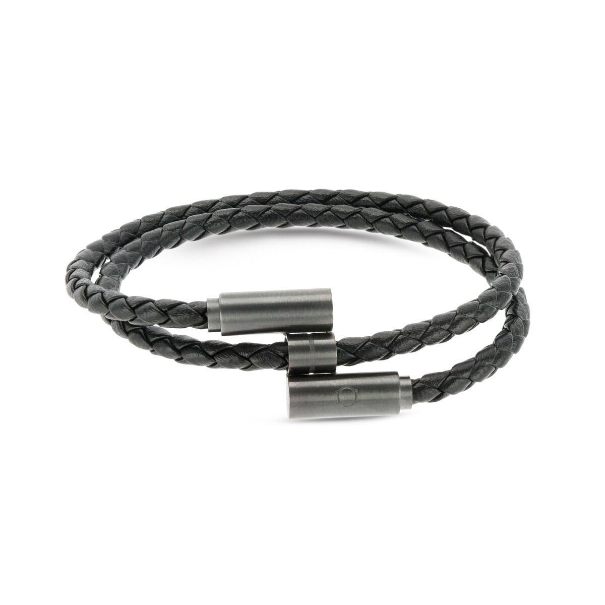 One Jewels OAMB4212LP armbånd til mænd - sort flettet læder billede