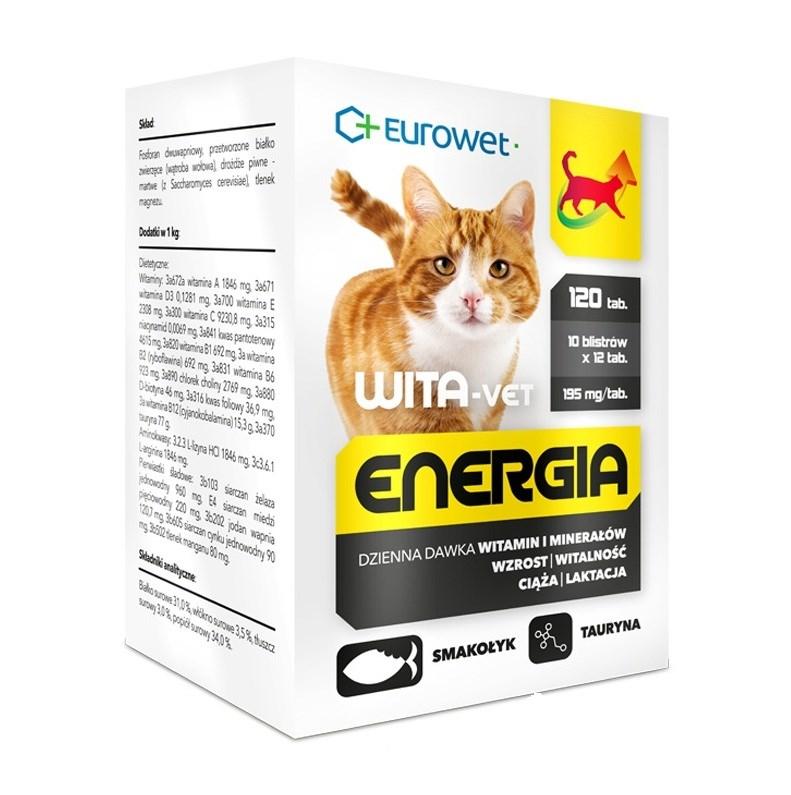 EUROWET Wita‑Vet Energia - vitamintilskud til katte, 120 tabletter billede