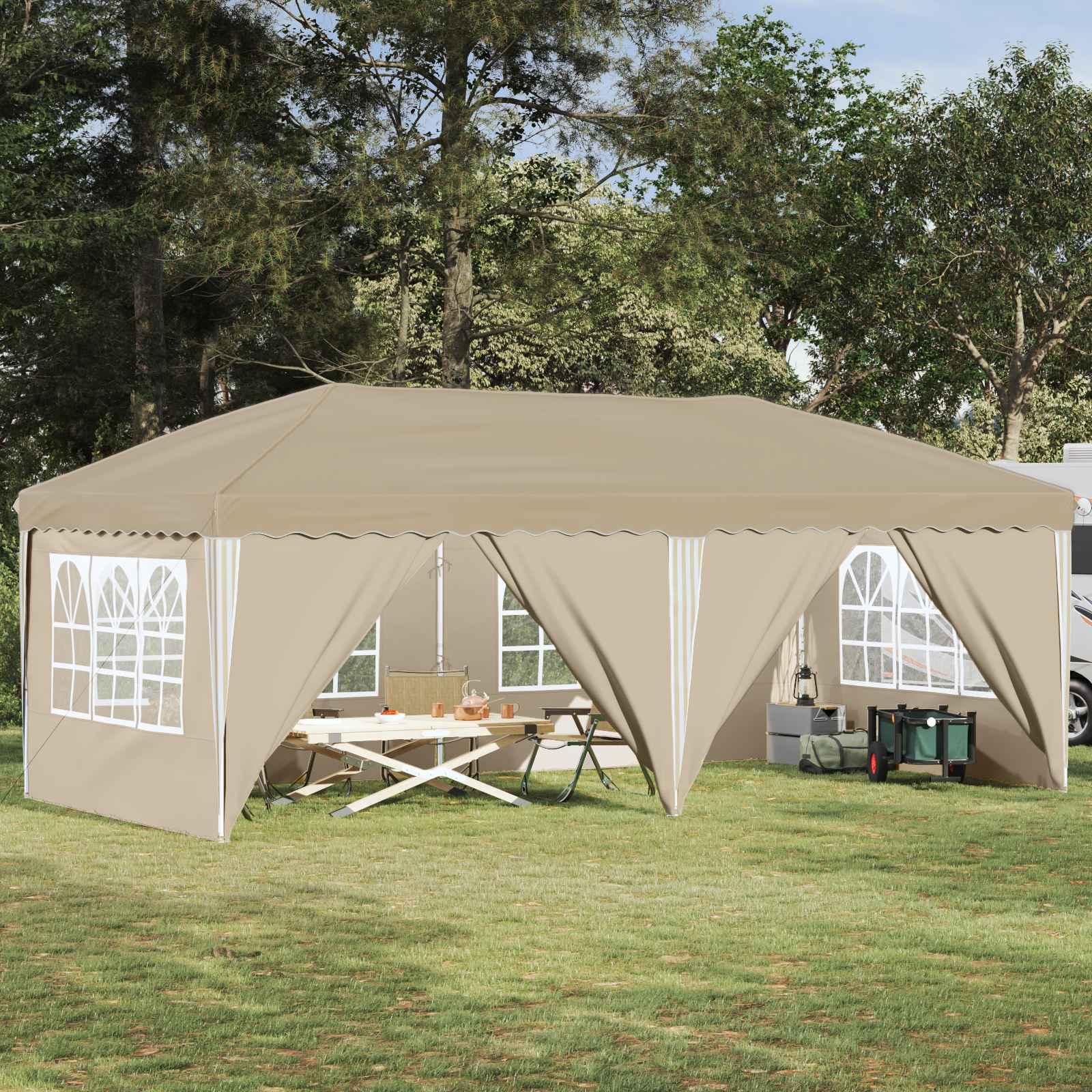 Pop-up festtelt 575 × 288 × 245 cm - cremefarvet, højdejusterbart billede