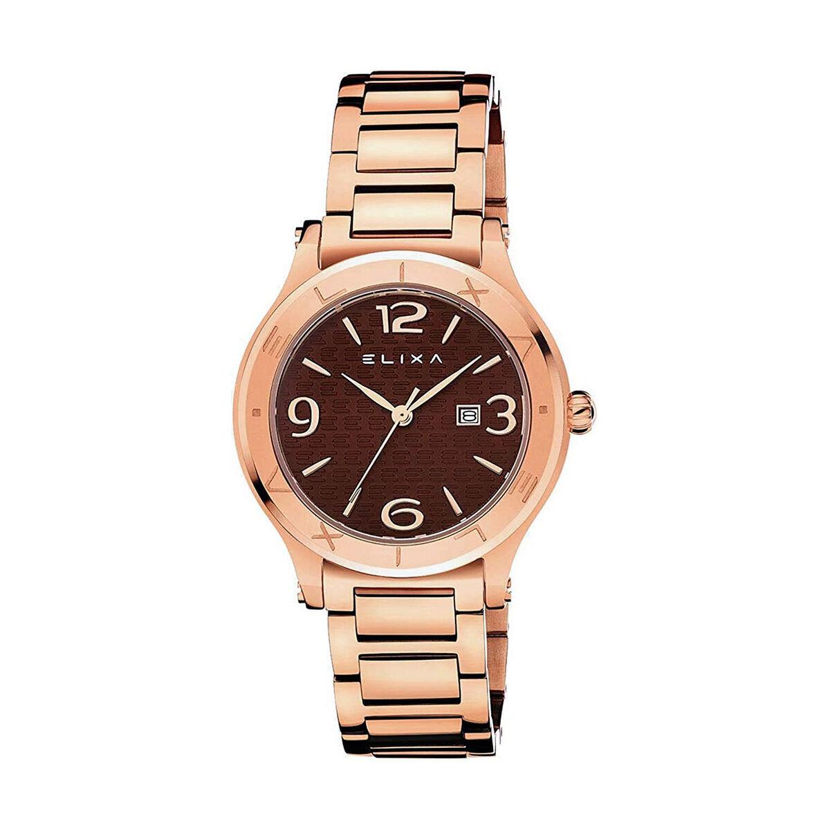 Elixa E110L442 dameur - rosaguld armbåndsur med brun skive billede