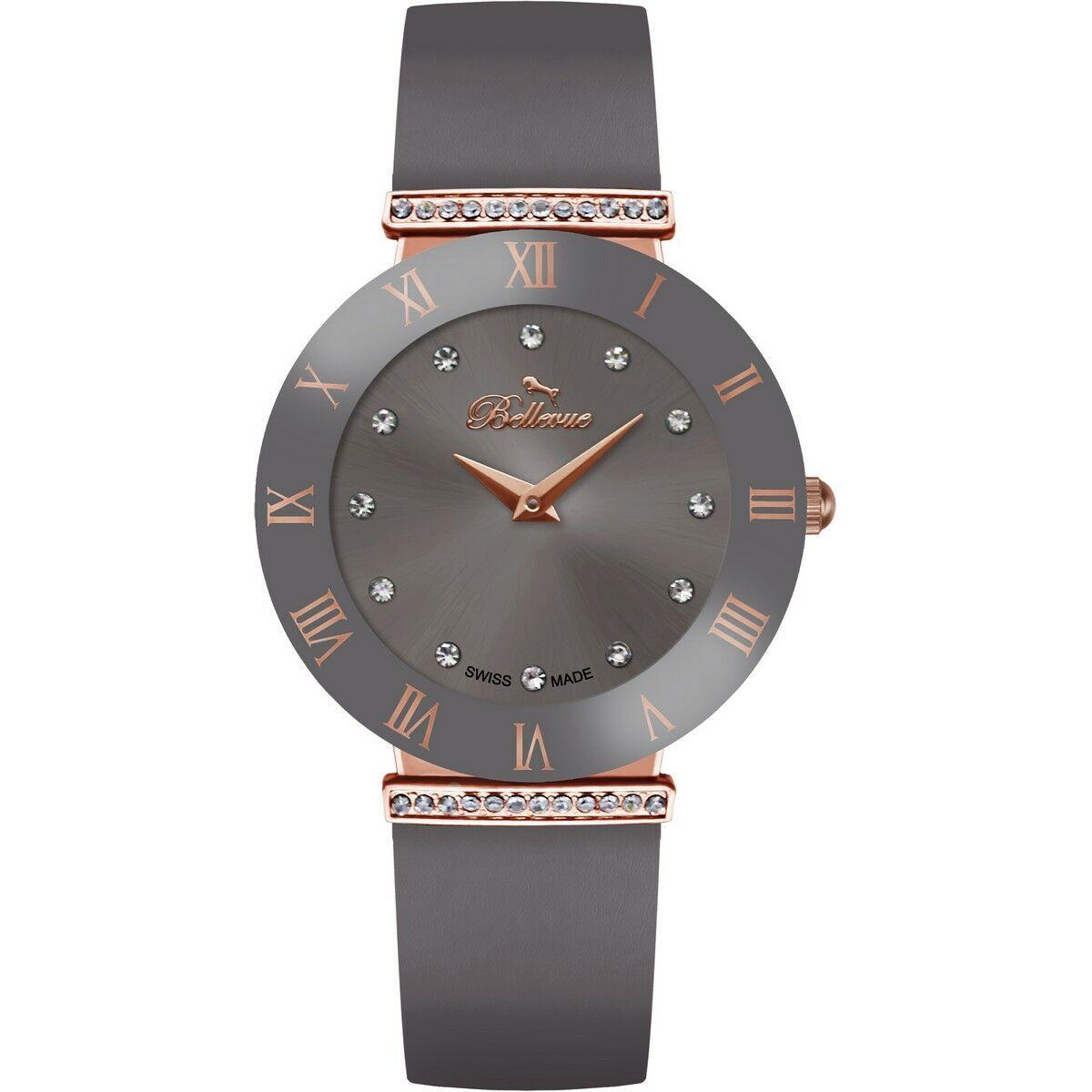 Bellevue E111 dameur - grå tekstilrem, rosa urkasse, Ø 33 mm billede