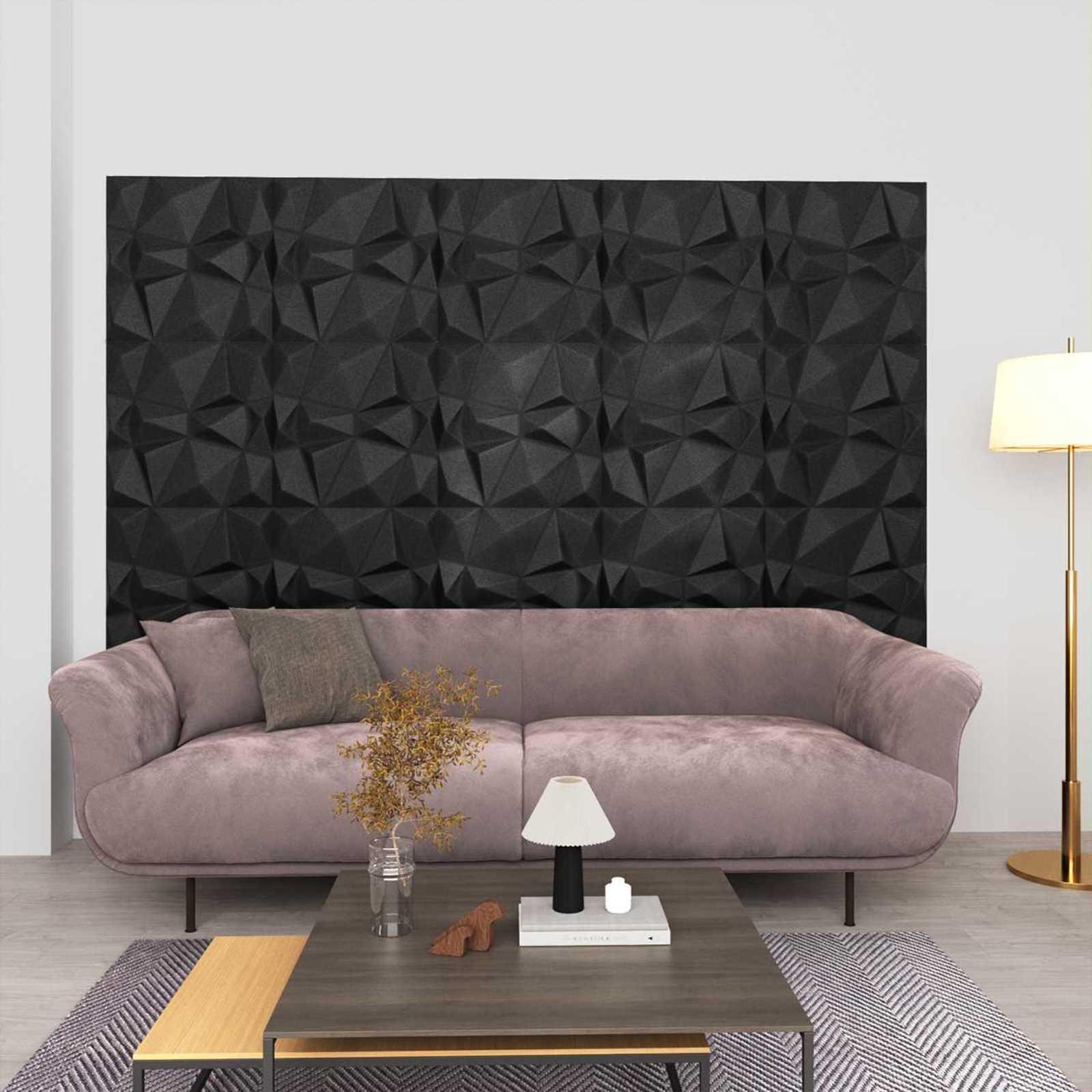 Vægpaneler 24 stk Diamond Sort 50 x 50 cm XPS Skum billede