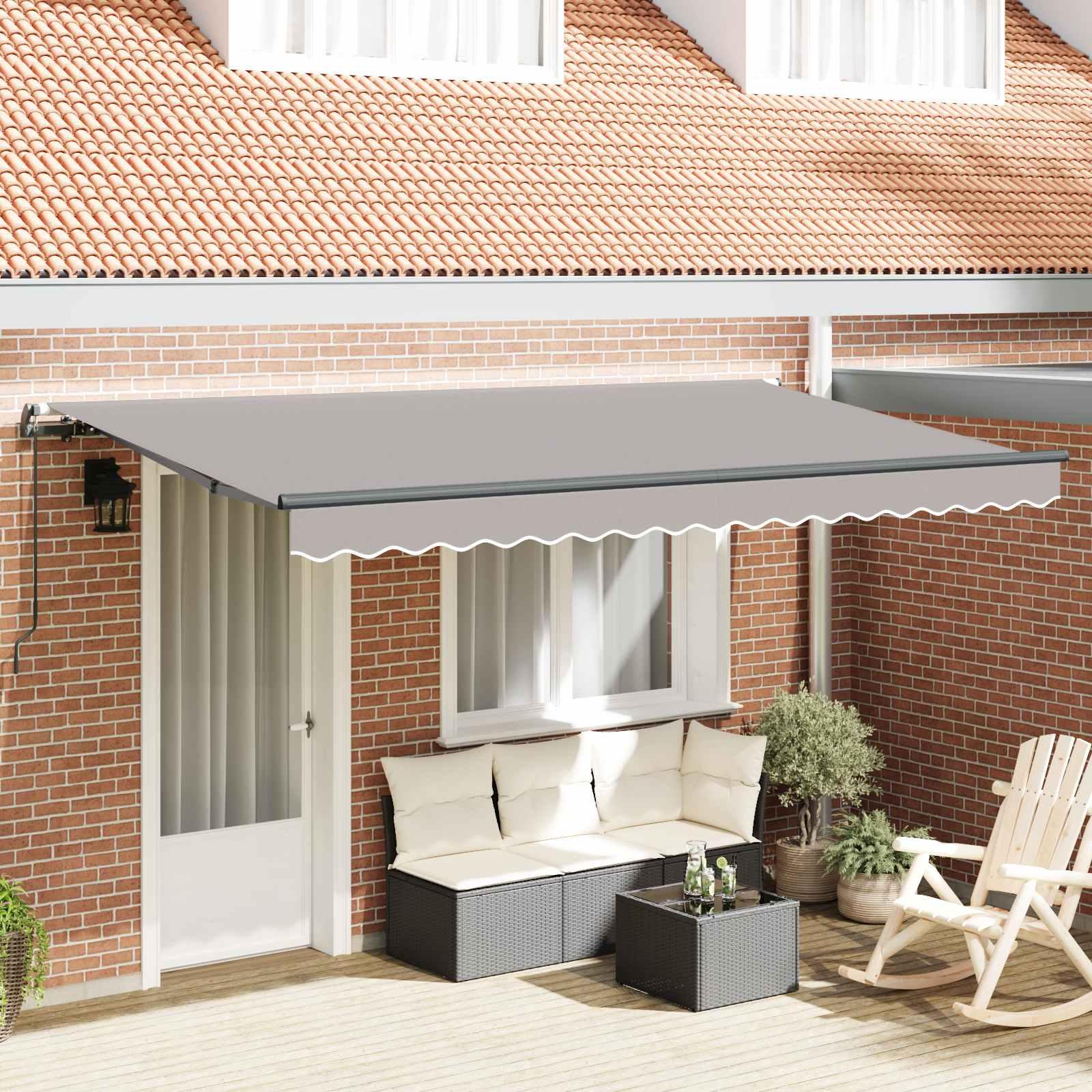 Udtrækkelig Markise Lysegrå 400 x 200 cm Stof billede