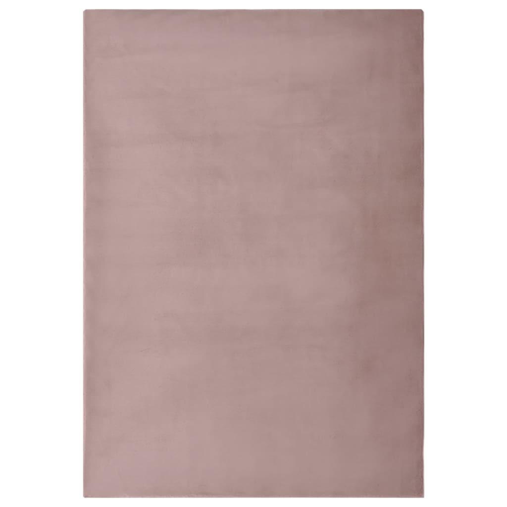 Gulvtæppe 180x270 cm kunstig kaninpels gammelrosa