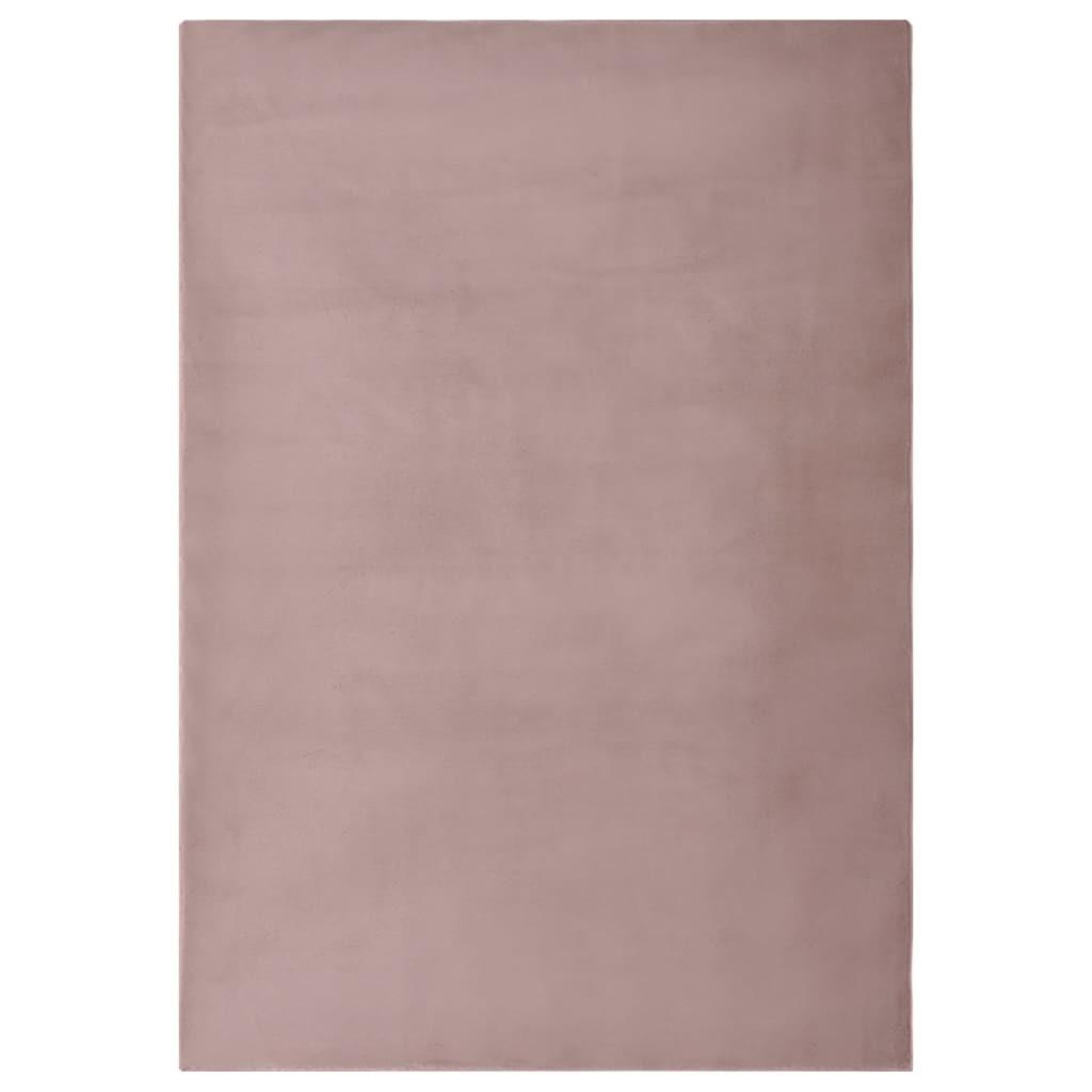 Gulvtæppe 200x300 cm kunstig kaninpels gammelrosa