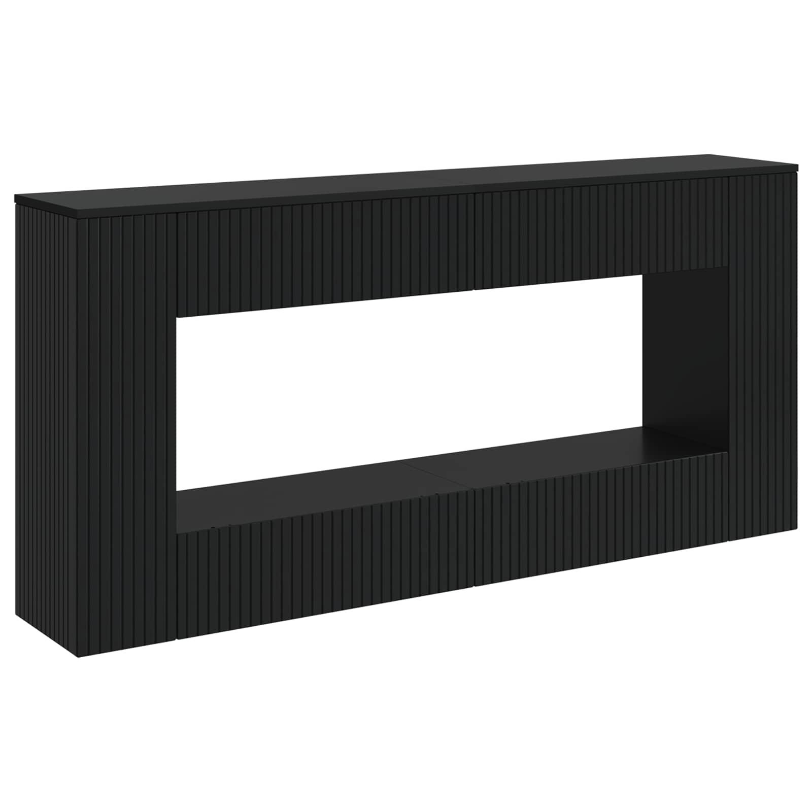 Konsolbord Stribet Sort 155 x 29 x 74 cm Konstrueret træ billede