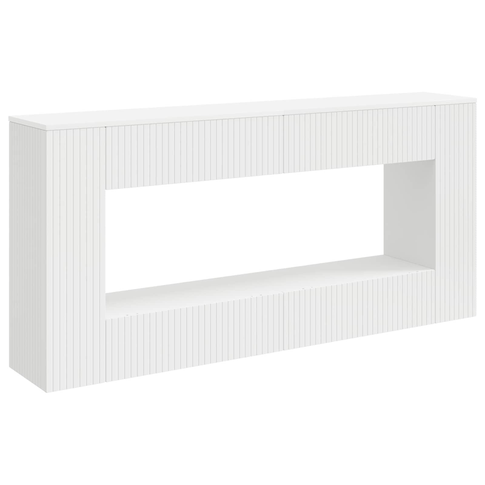 Konsolbord Stribet Hvid 155 x 29 x 74 cm Konstrueret træ billede