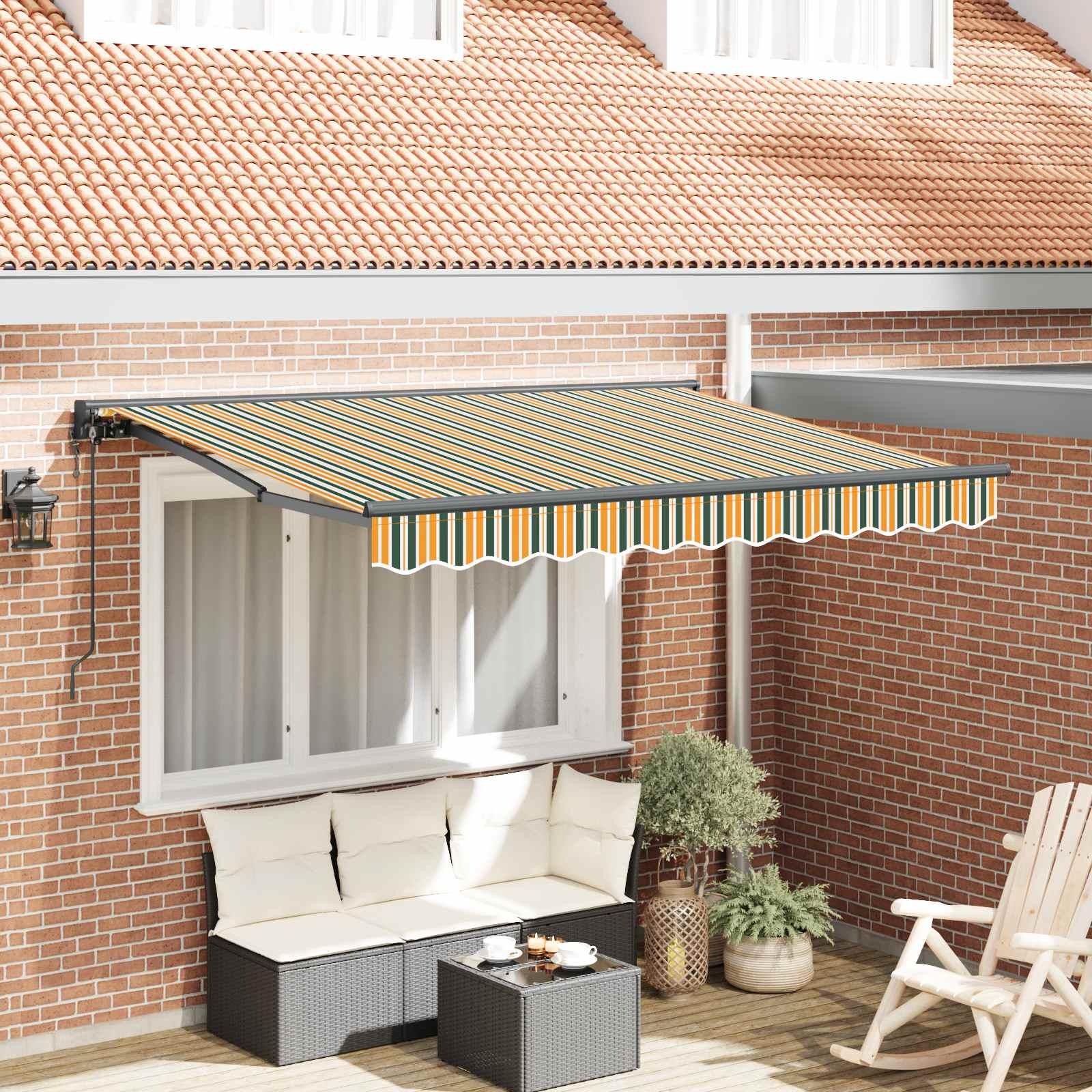 Udtrækkelig markise 250 × 200 cm - grøn stribet stof, alu-ramme billede
