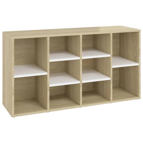 Skobænk 103x30x54,5 cm konstrueret træ hvid og sonoma-eg