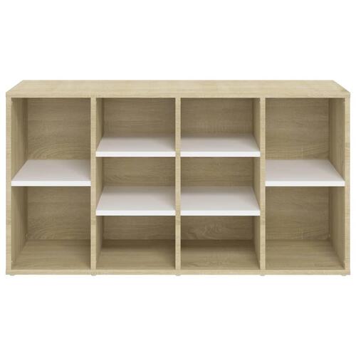 Skobænk 103x30x54,5 cm konstrueret træ hvid og sonoma-eg
