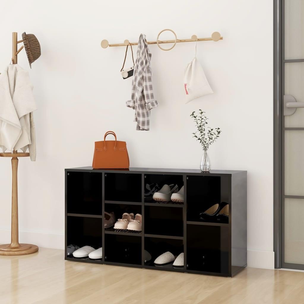 Skobænk 103x30x54,5 cm konstrueret træ sort højglans
