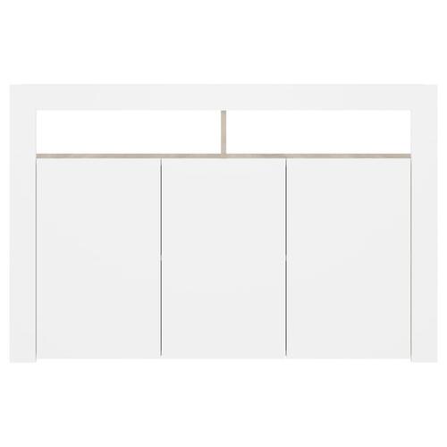 Skænk med LED-lys 115,5x30x75 cm hvid og sonoma-eg