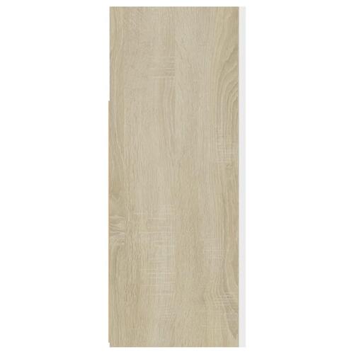 Skænk med LED-lys 115,5x30x75 cm hvid og sonoma-eg
