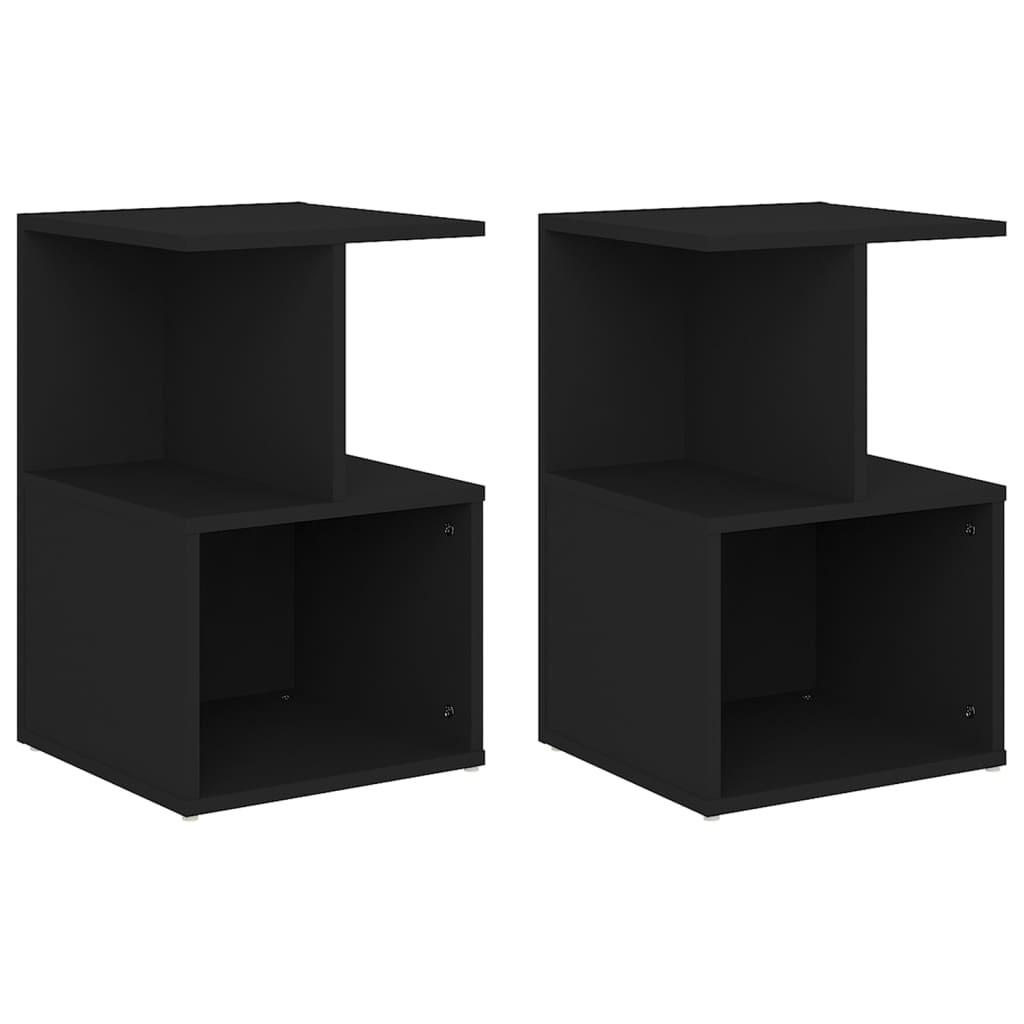 Sengeskabe 2 stk. 35x35x55 cm spånplade sort