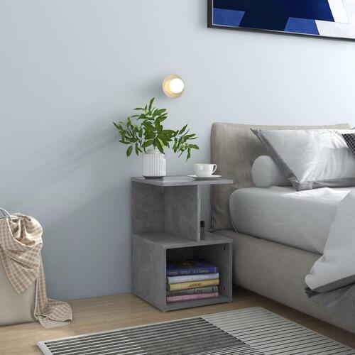 Sengebord 35x35x55 cm spånplade betongrå
