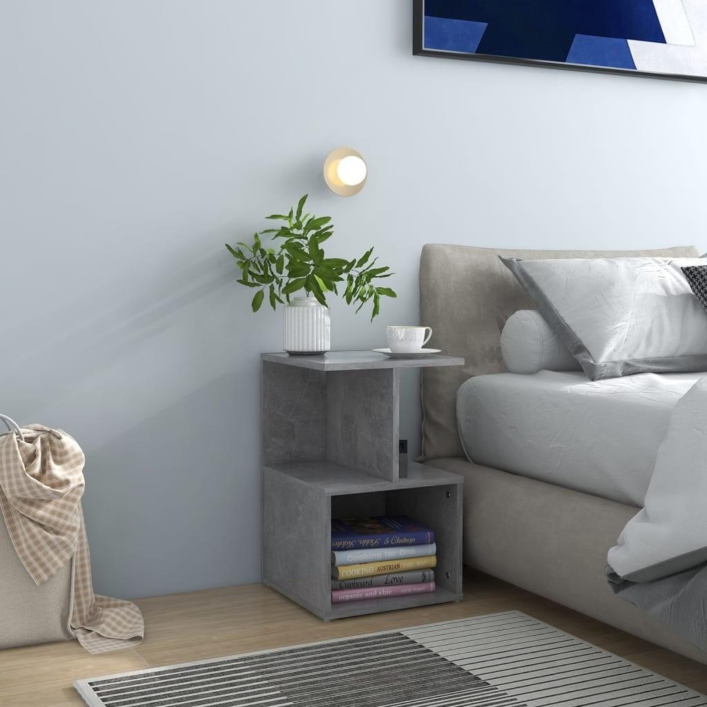 Sengebord 35x35x55 cm spånplade betongrå