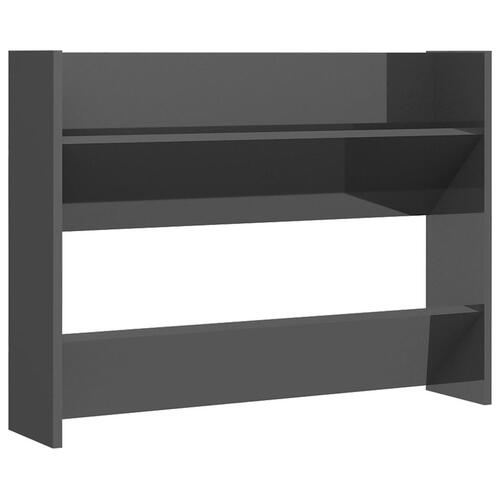 Skoreol til væg 80x18x60 cm konstrueret træ grå højglans