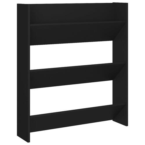 Væghængt skoskab 80x18x90 cm spånplade sort