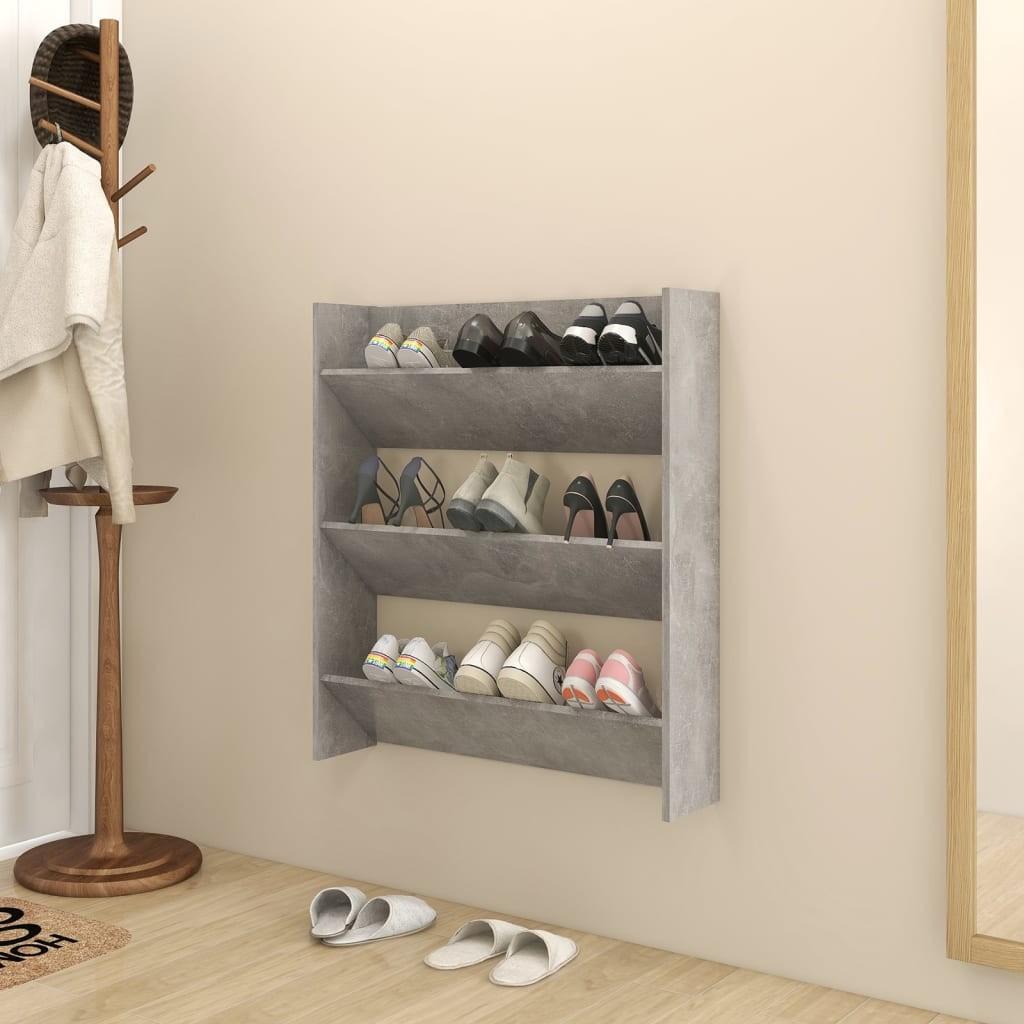 Væghængt skoskab 80x18x90 cm spånplade betongrå
