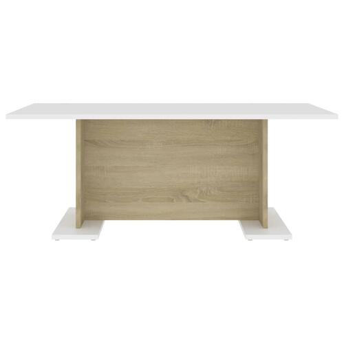 Sofabord 103,5x60x40 cm konstrueret træ hvid og sonoma-eg