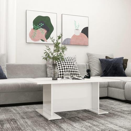 Sofabord 103,5x60x40 cm konstrueret træ hvid højglans