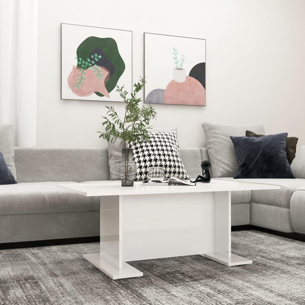 Sofabord 103,5x60x40 cm konstrueret træ hvid højglans