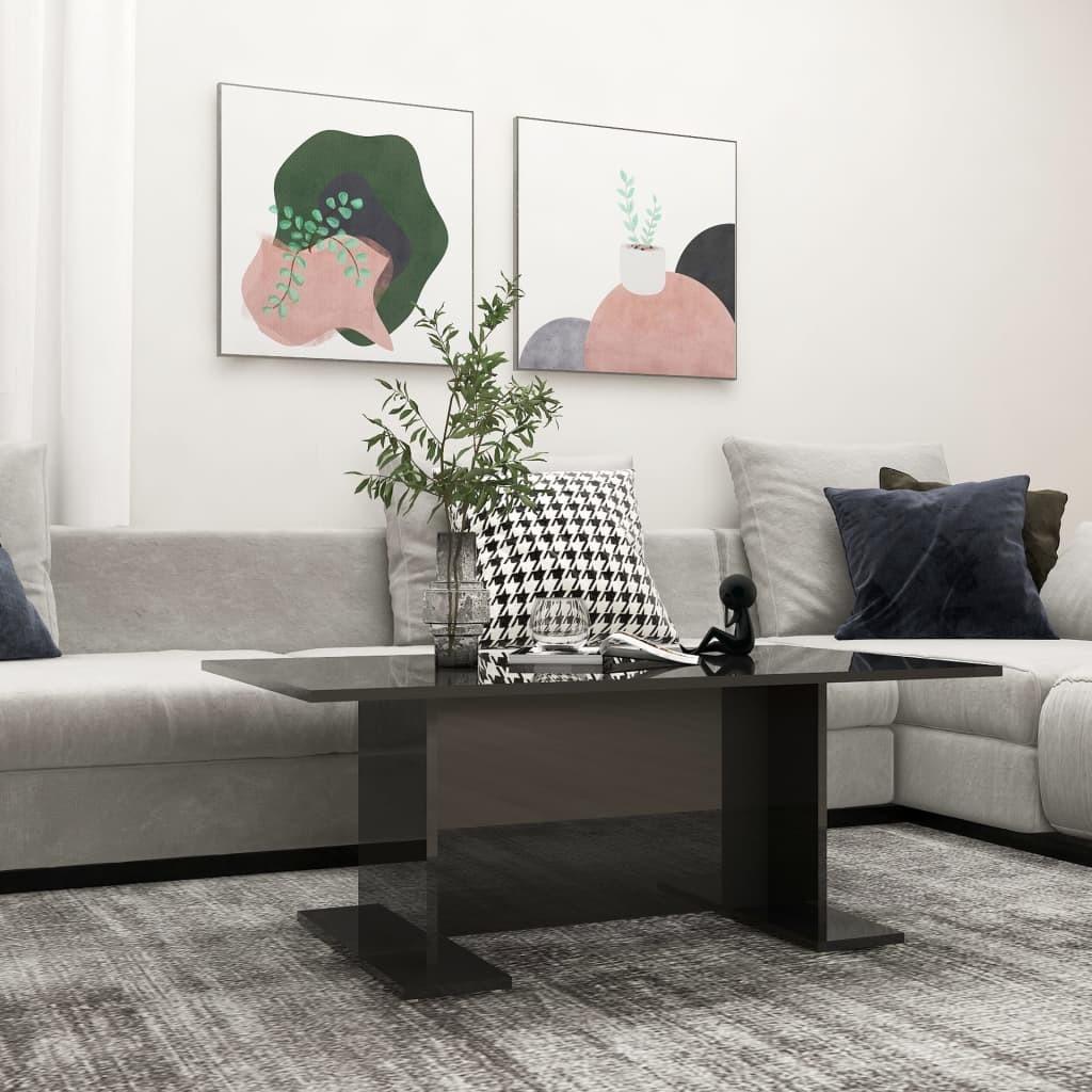 Sofabord 103,5x60x40 cm konstrueret træ sort højglans