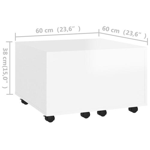 Sofabord 60x60x38 cm konstrueret træ hvid