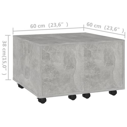 Sofabord 60x60x38 cm konstrueret træ betongrå