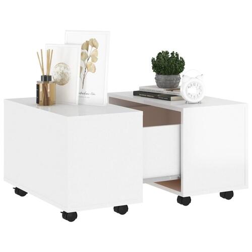 Sofabord 60x60x38 cm konstrueret træ hvid højglans