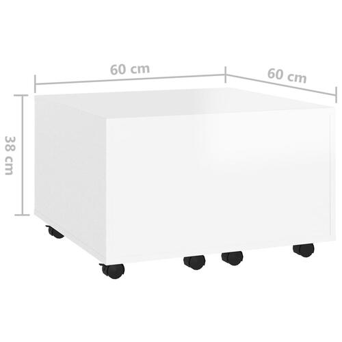 Sofabord 60x60x38 cm konstrueret træ hvid højglans
