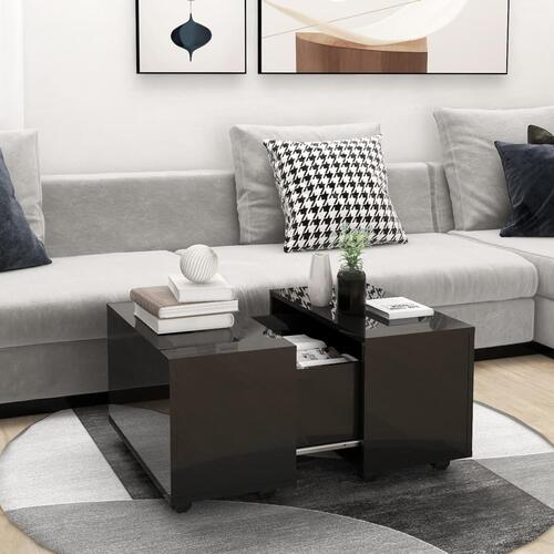 Sofabord 60x60x38 cm konstrueret træ sort højglans