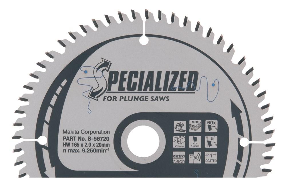 Makita Specialized rundsavklinge 165 × 20 mm - 40 tænder til dyksave, MDF/laminat/træ billede