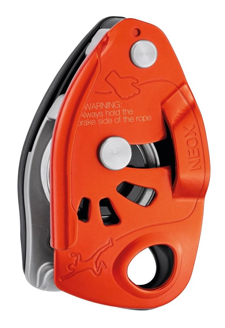 Petzl Neox - assisterende bremse sikrings- og nedfiringsenhed i aluminium, orange/sort billede