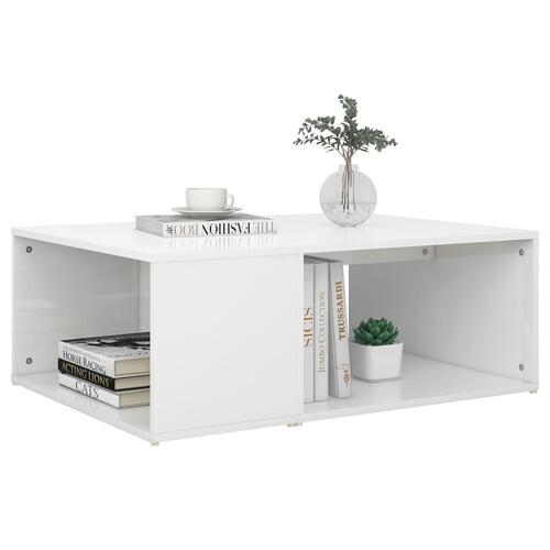 Sofabord 90x67x33 cm konstrueret træ hvid højglans