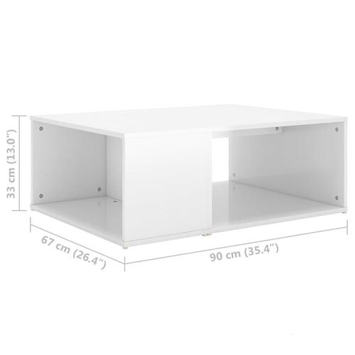 Sofabord 90x67x33 cm konstrueret træ hvid højglans