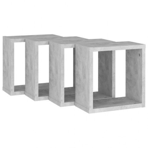 Kubeformede væghylder - 4 stk. svævehylder 30×15×30 cm, betongrå