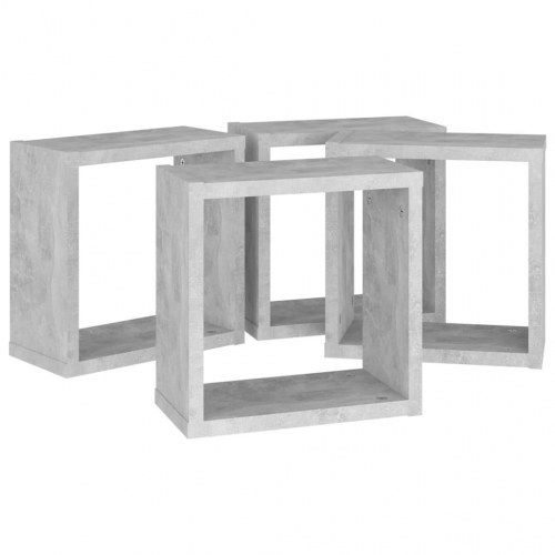 Kubeformede væghylder - 4 stk. svævehylder 30×15×30 cm, betongrå