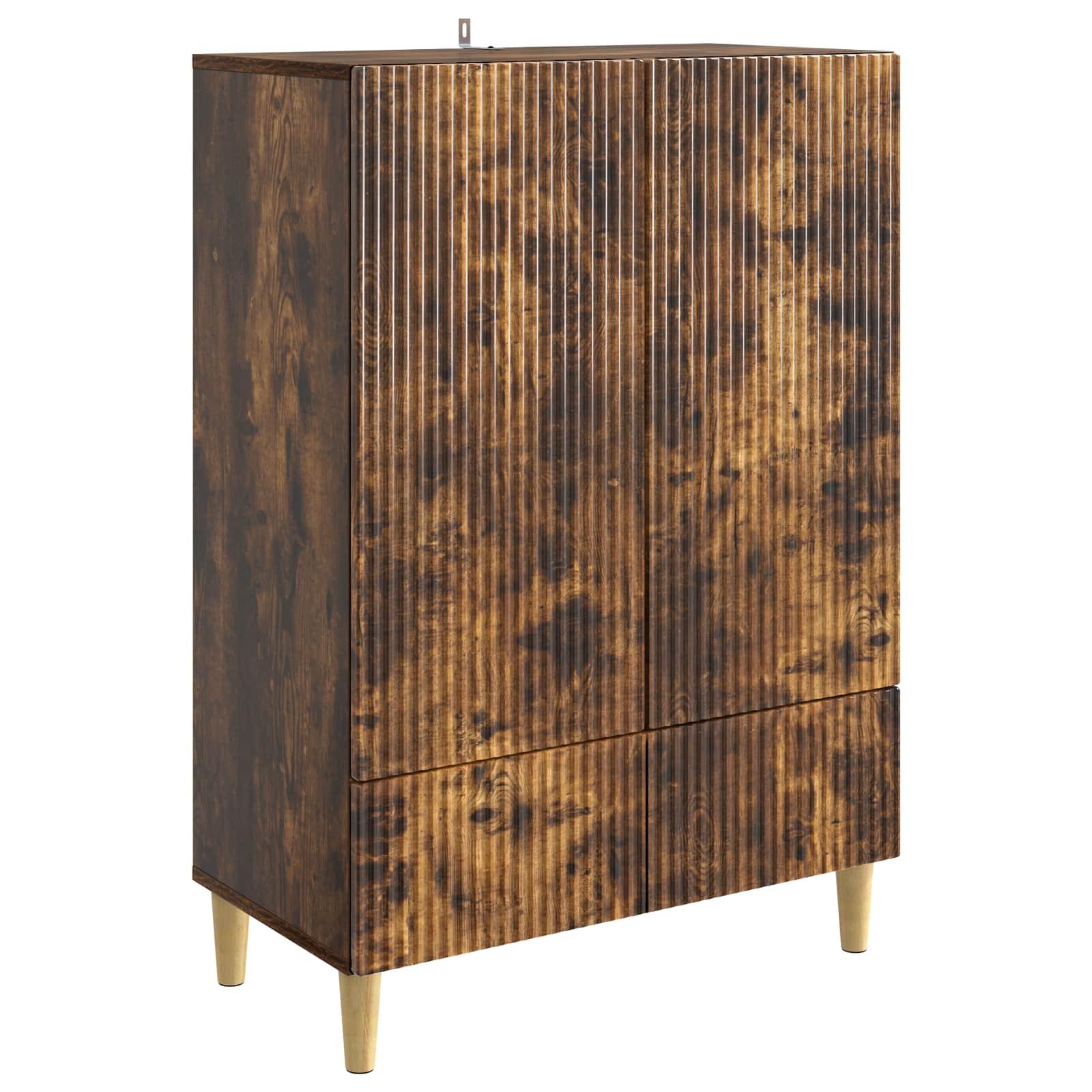 Sidebord med skuffe Røget eg 66 x 34,5 x 95 cm Konstrueret træ billede