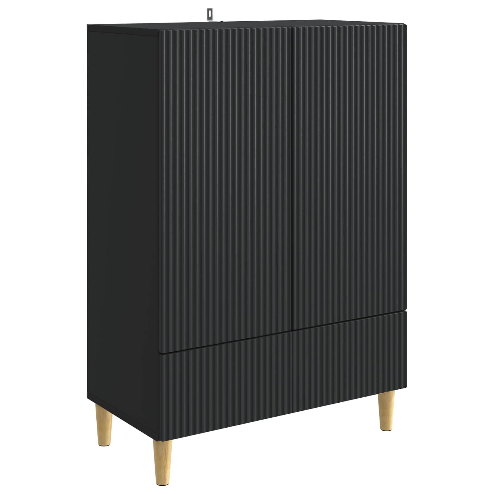 Sidebord med skuffe Sort 66 x 34,5 x 95 cm Konstrueret træ billede