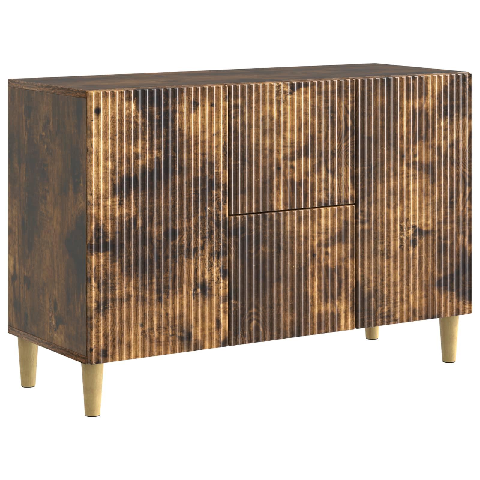 Sidebord med skuffe Røget eg 89 x 34,5 x 60 cm Konstrueret træ billede