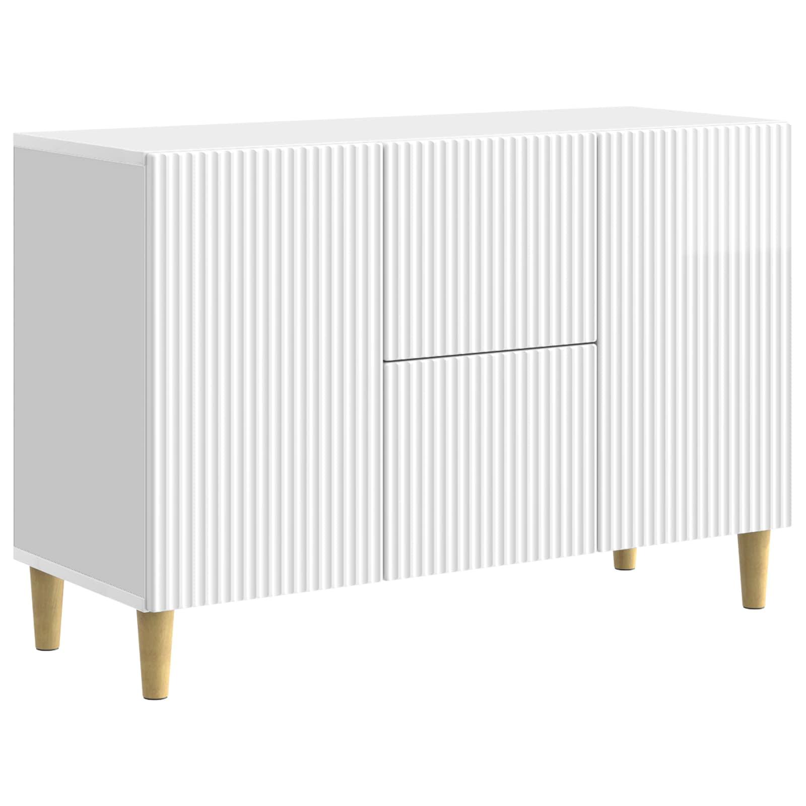 Sidebord Hvid højglans 89 x 34,5 x 60 cm Konstrueret træ billede