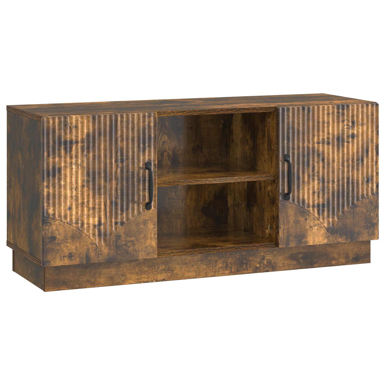 TV-bord i røget eg 102 × 34,5 × 47 cm - konstrueret træ billede